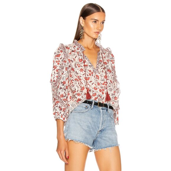 ULLA JOHNSON Azalea Blouse in Cream Floral - Picture 6 of 16